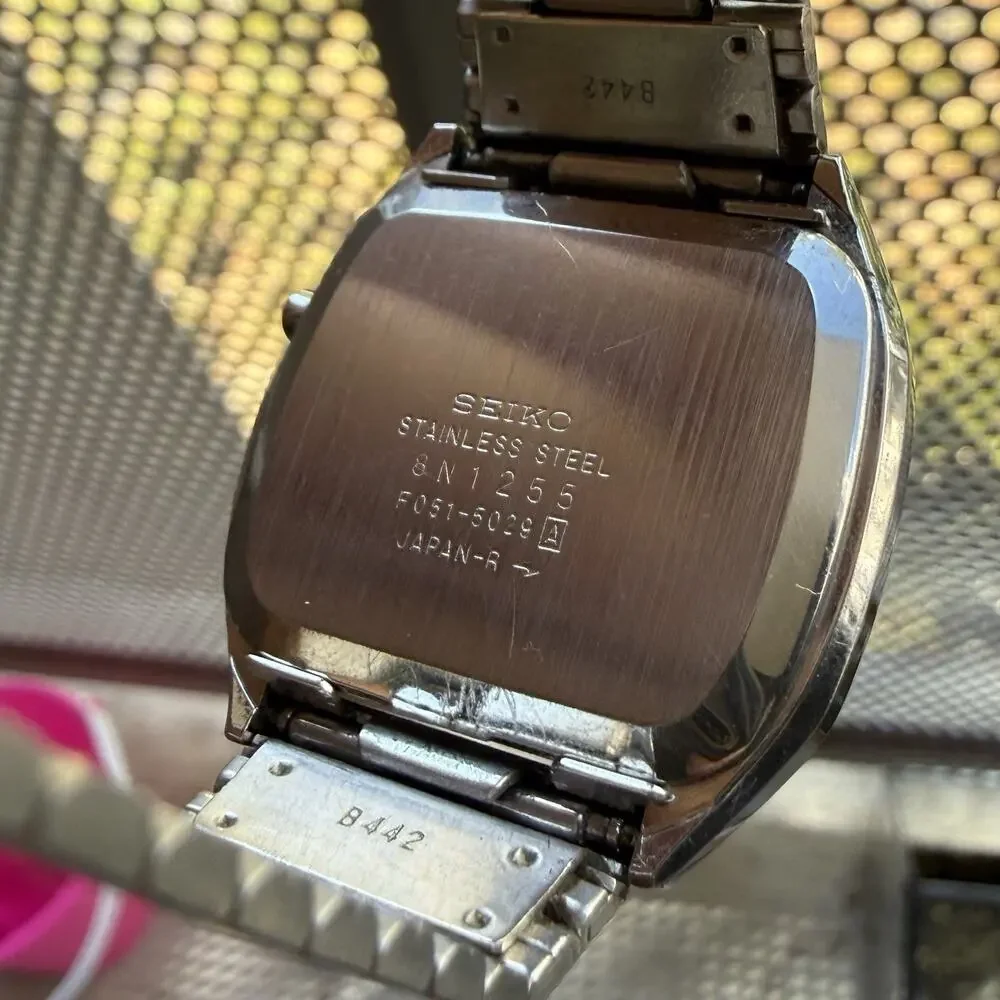 RARE Vintage Seiko F051-5029 Digital LCD Stainless Steel Men’s Watch 32mm w/ BOX